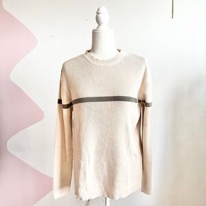 Gap Women's Striped Knit Crewneck Sweater 90s Classic Cozy Retro Large